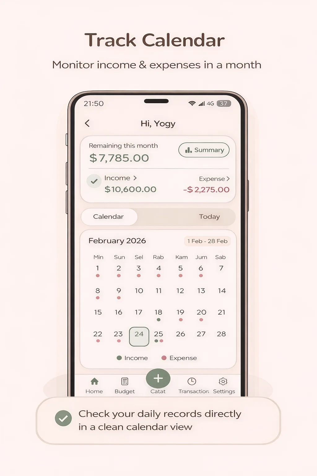 Calendar view